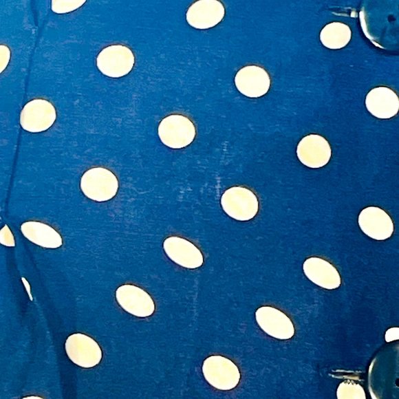▪️VTG▪️CHAUS▪️1980's Retro Navy & White Polka Dot Belted Pin-Up Shirt Dress - Picture 6 of 8